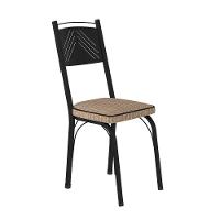 Conjunto Mesa De Jantar Tubular Com 4 Cadeiras Malva Tampo Bp 91x68cm 151 Preto Fosco Assento Rattan - Combo Stock - 3