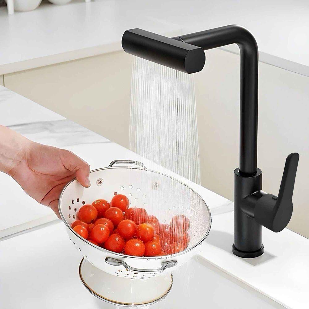 Torneira De Cozinha Gourmet Monocomando Luxo Com Ducha Spray Tripla Função Misturador Giratória Moderna Quente Fria - 4