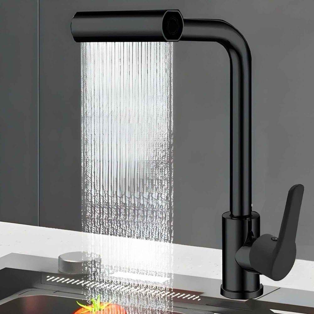 Torneira De Cozinha Gourmet Monocomando Luxo Com Ducha Spray Tripla Função Misturador Giratória Moderna Quente Fria - 5