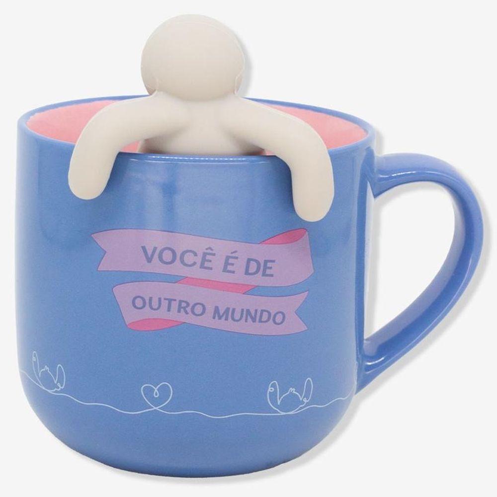Caneca Chá Cerâmica Com Infusor 350ml Stitch E Angel - 2