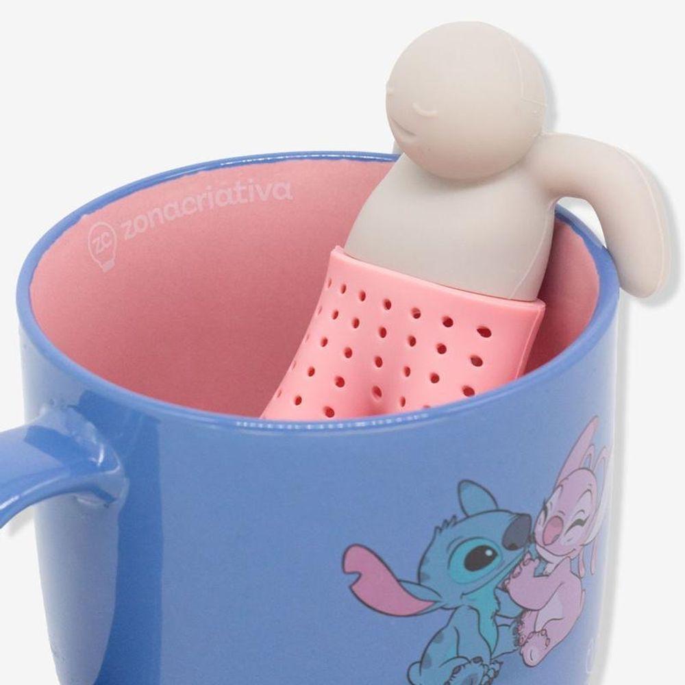 Caneca Chá Cerâmica Com Infusor 350ml Stitch E Angel - 3