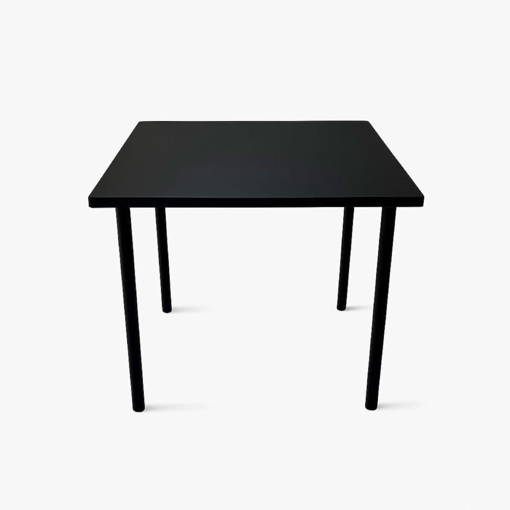 Mesa 4 Lugares Ana Maria 80x80cm Tampo Preto Pés Em Aço Criativa - 1