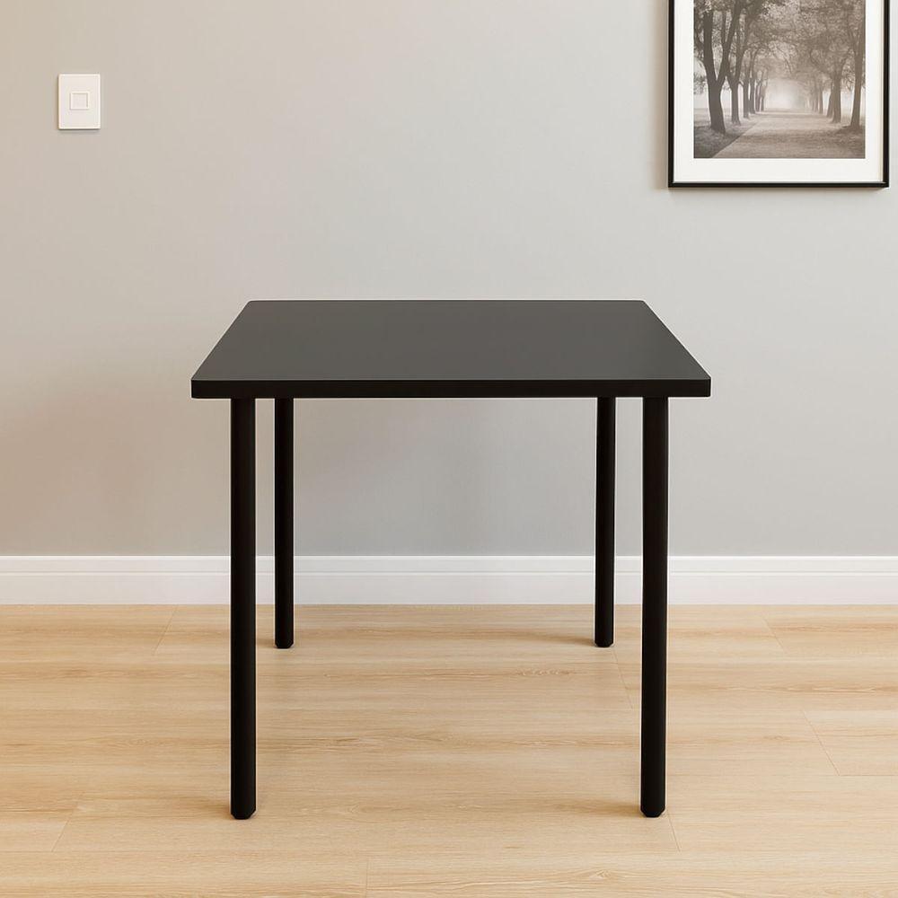 Mesa 4 Lugares Ana Maria 80x80cm Tampo Preto Pés Em Aço Criativa - 2