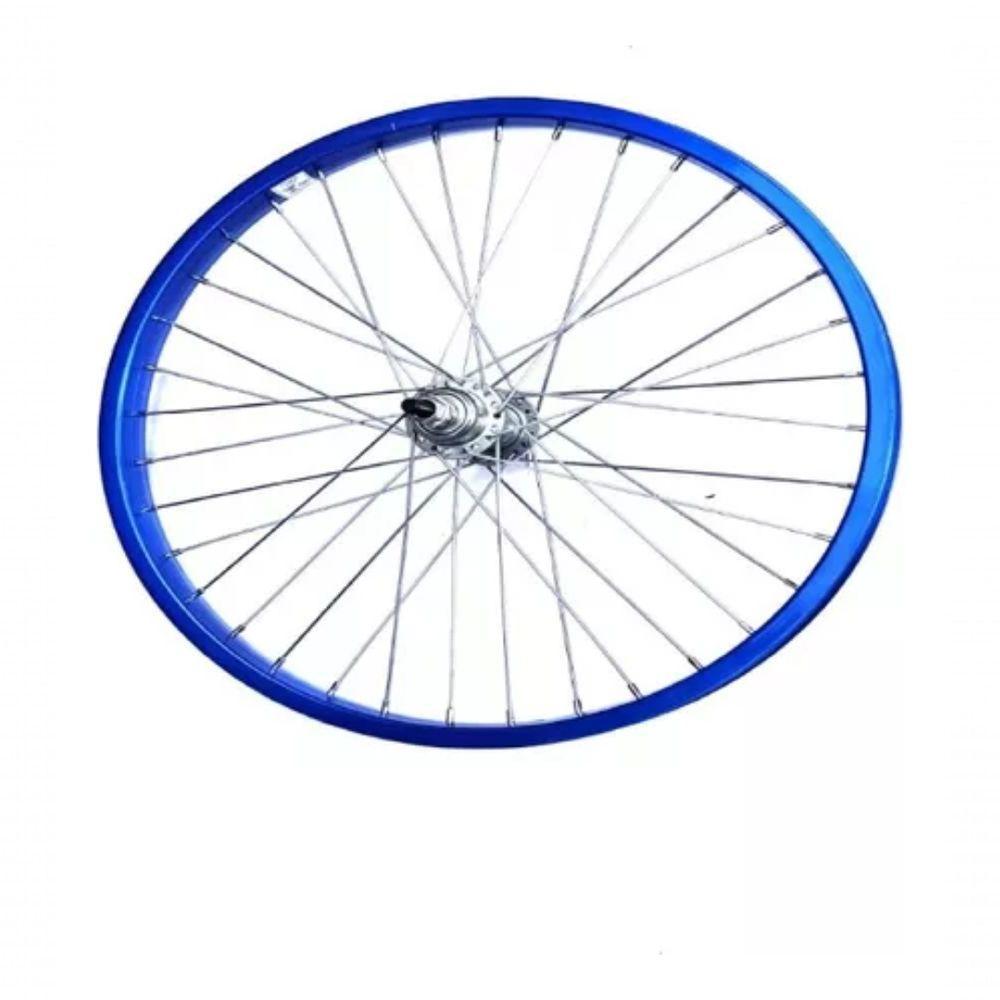 Roda Aro 20 Dianteira Alumínio Cubo De Ferro 36f Bicicleta Cor Azul - 1