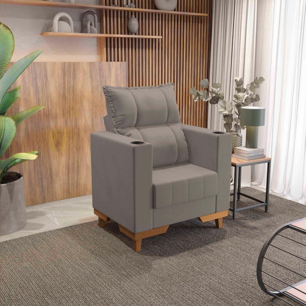 Poltrona Reclinável Kappesberg Florenza Veludo Cinza - 1