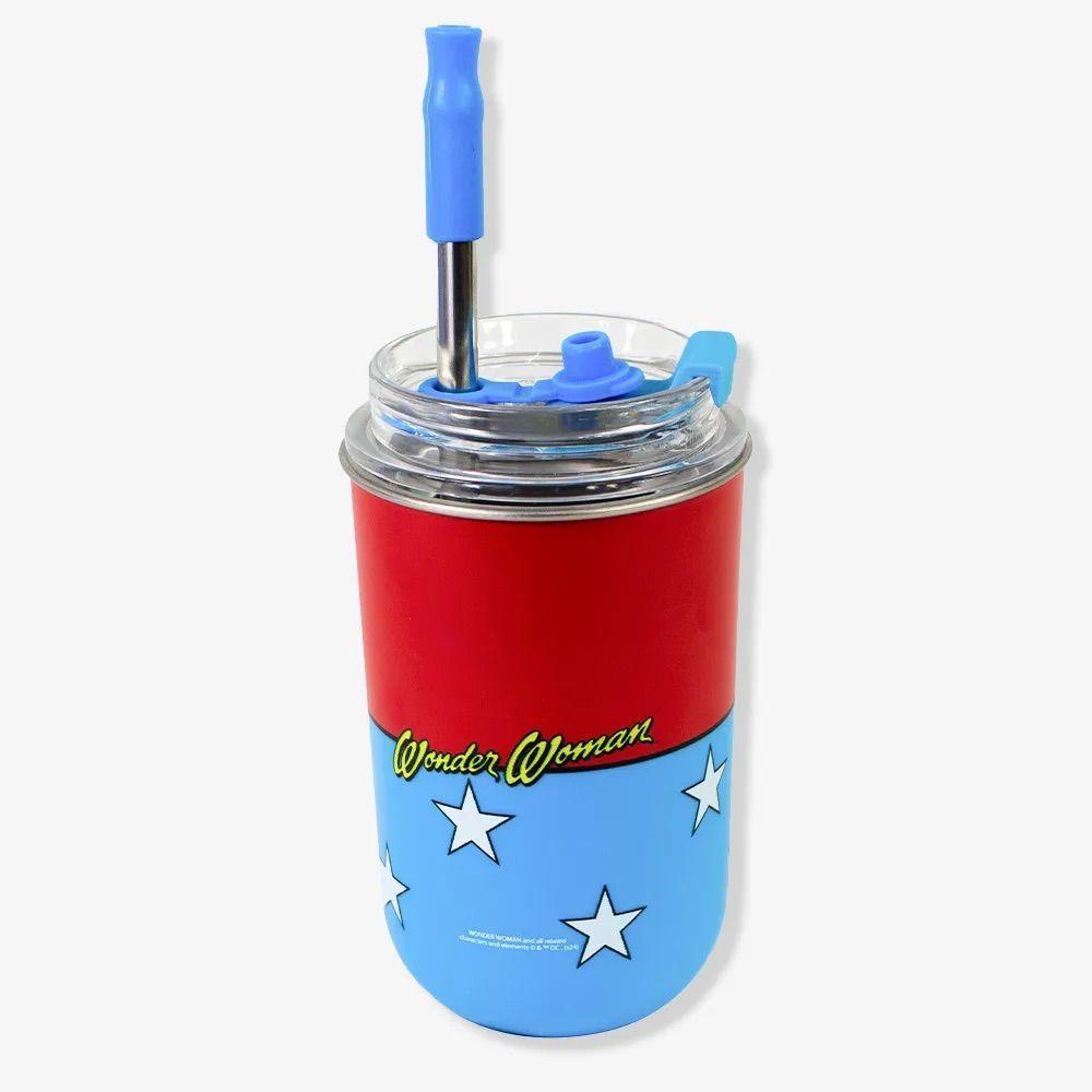 Copo Neo Térmico Tampa Canudo 300ml Mulher Maravilha - 3