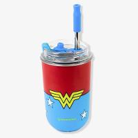 Copo Neo Térmico Tampa Canudo 300ml Mulher Maravilha - 1