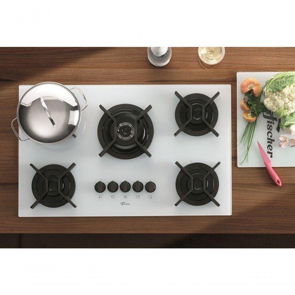 Fogão Cooktop Fischer 5 Bocas Tripla Chama Infinity Branco 26298-62470 Bivolt - 7