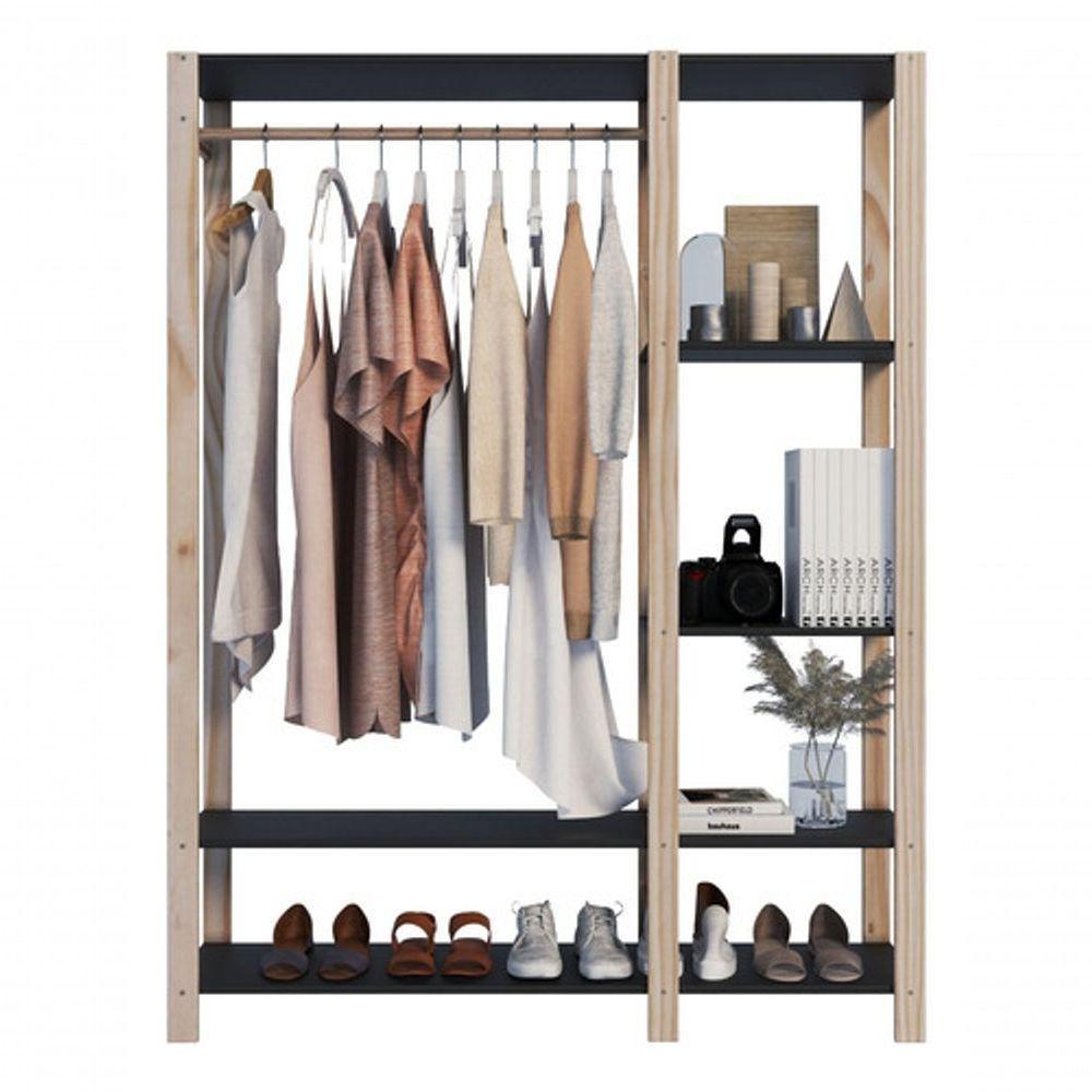 Estante Para Livros Em Mdp Preta Sala De Estar Moderna E Elegante - 2