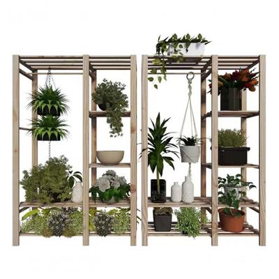 Conjunto Estantes Madeira Natural Jardins Suspensos Terraços