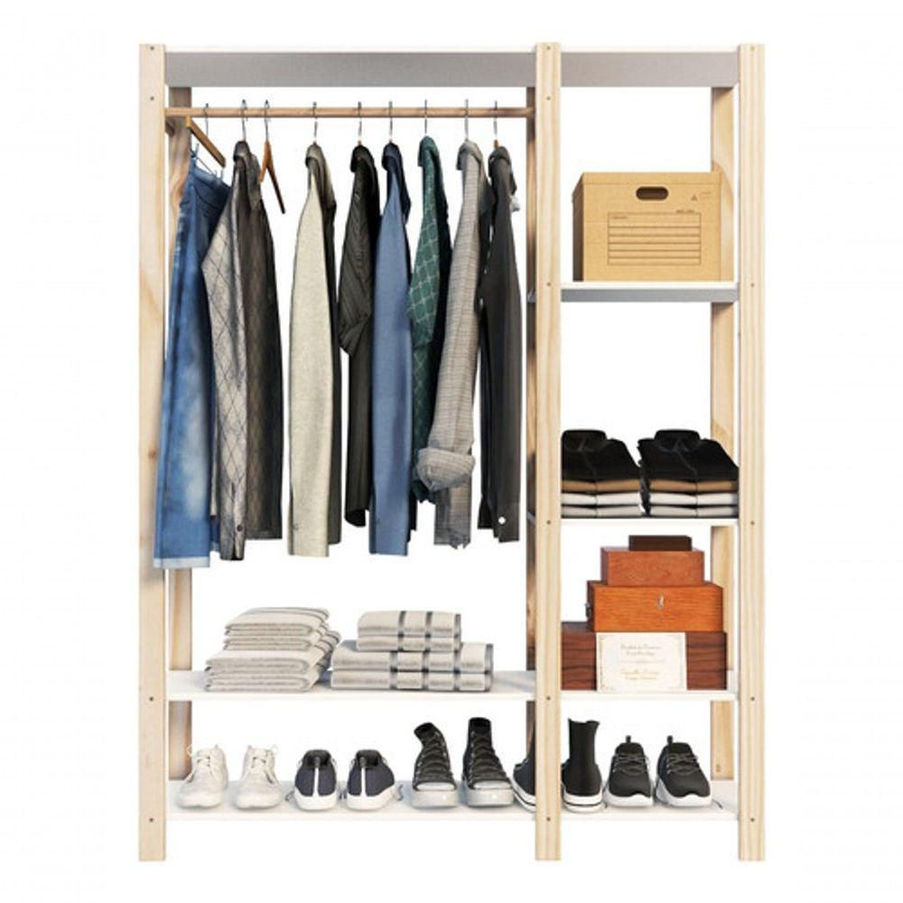 Estante De Madeira Prateleiras Em Mdp Branca Livros E Revistas - 2