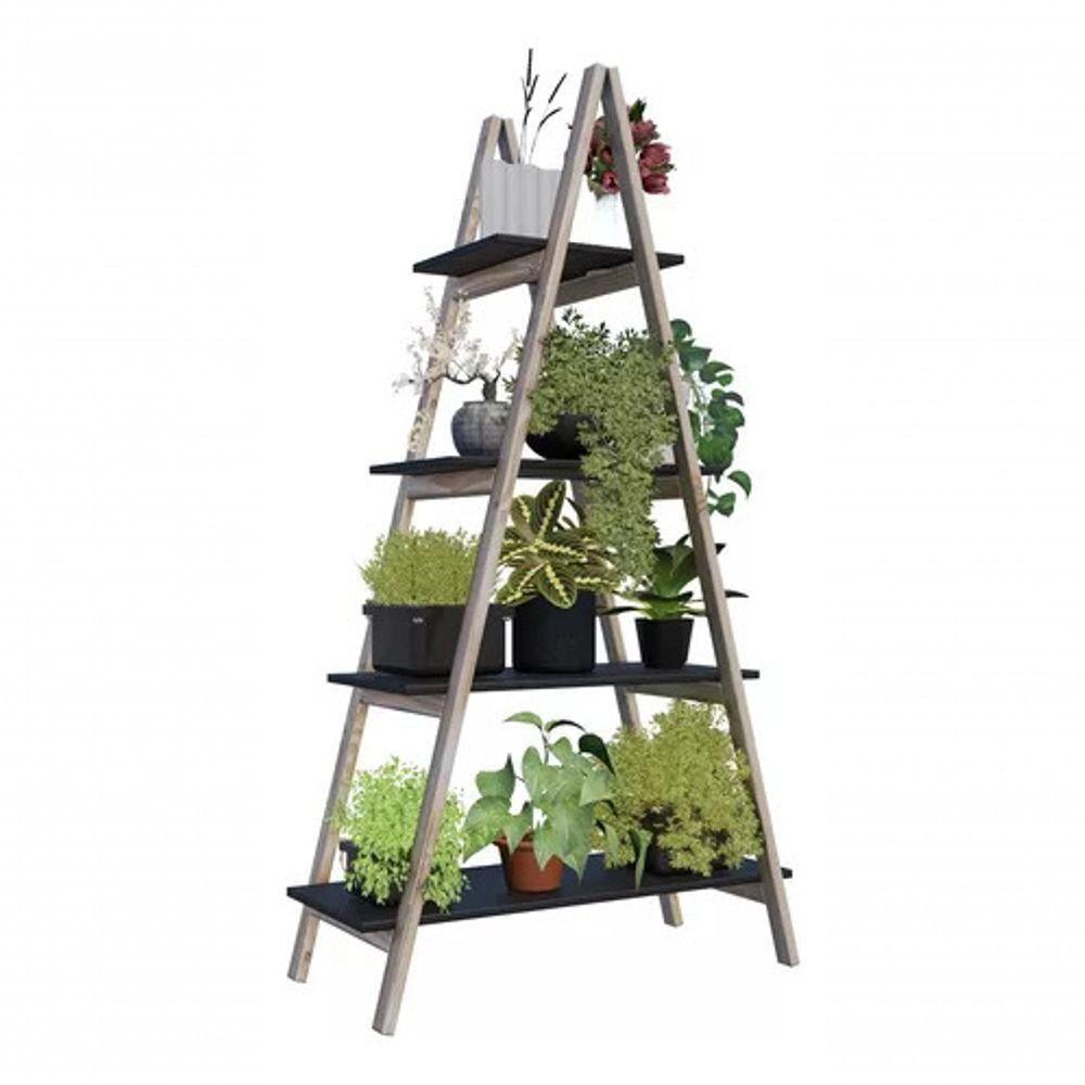 Estante C/ Prateleiras Em Formato De árvore Em Mdp Preta - 4