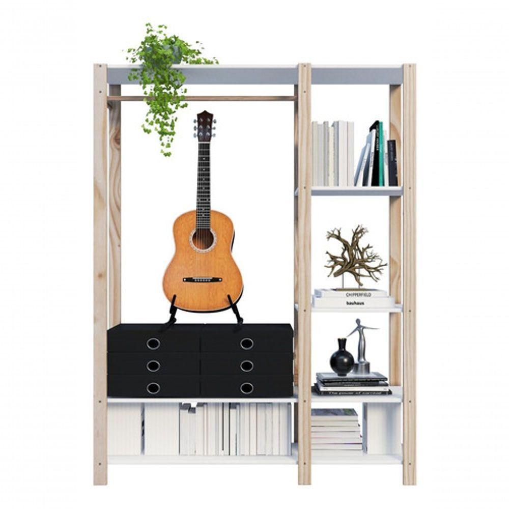 Estante Para Livros Arara Em Madeira Com Prateleiras Em Mdp Branca - 4