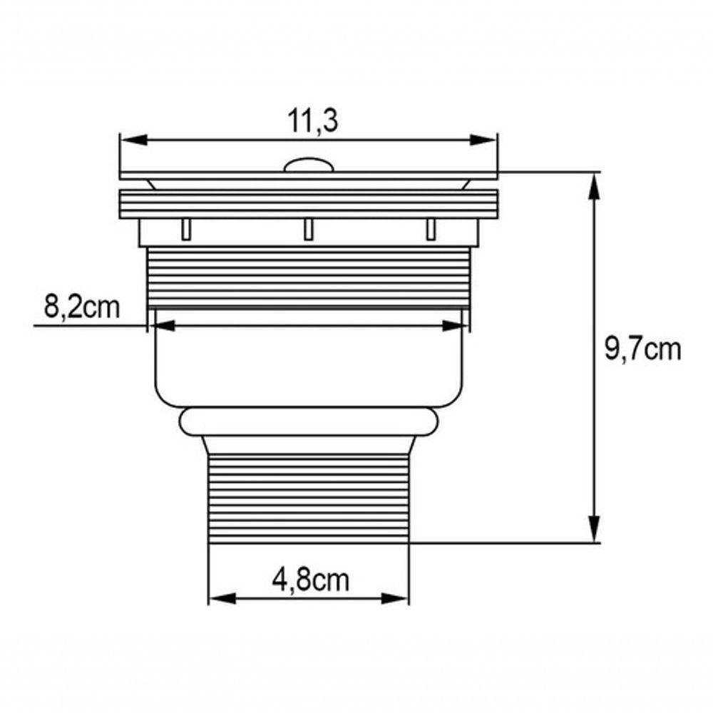 Válvula Americana Pia De Cozinha Inox 4.1/2 Cesto Higiênico - 6