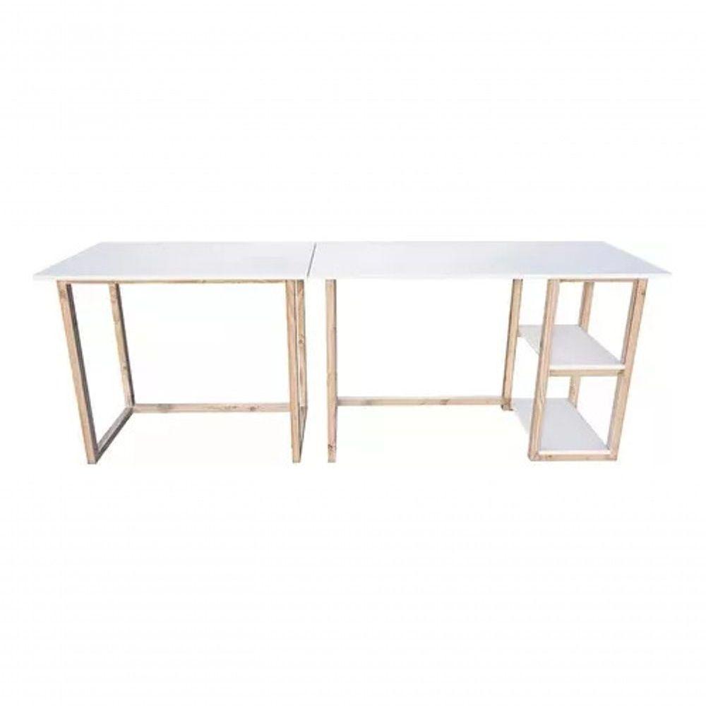 Escrivaninhas Kit Mesa Office Estudo Madeira Pinus Moderno - 4