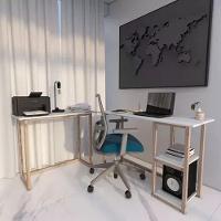 Escrivaninhas Kit Mesa Office Estudo Madeira Pinus Moderno - 3