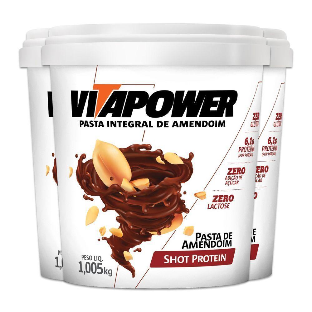 Kit 3 Pasta De Amendoim Vitapower Integral Shot Protein 1kg - 1