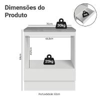 Balcão Para Forno/micro-ondas 70 X 60 Cm 1 Gaveta (com Tampo) Branco Madesa Branco - 3