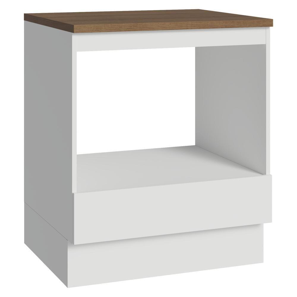 Balcão Para Forno/micro-ondas 70 X 60 Cm 1 Gaveta Branco Tampo Rustic Madesa Branco/rustic - 2