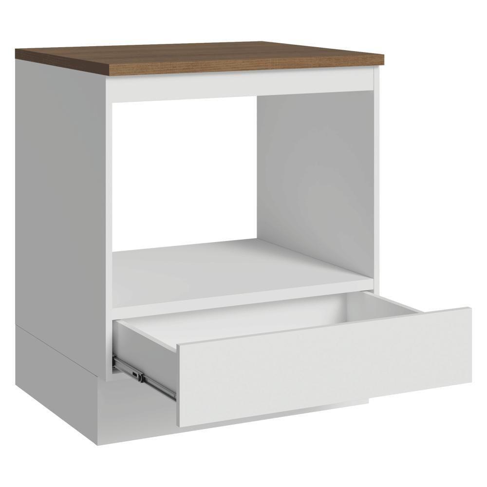Balcão Para Forno/micro-ondas 70 X 60 Cm 1 Gaveta Branco Tampo Rustic Madesa Branco/rustic - 6