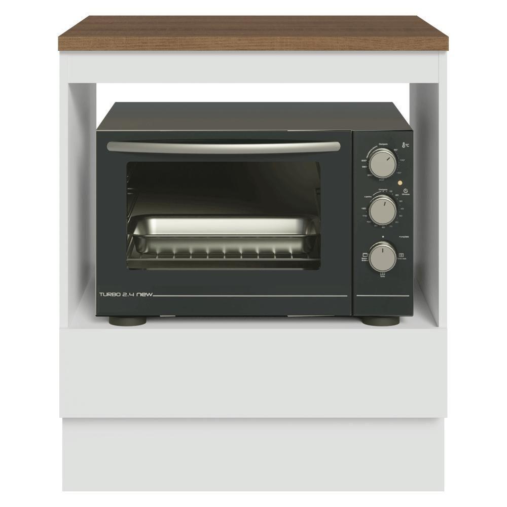 Balcão Para Forno/micro-ondas 70 X 60 Cm 1 Gaveta Branco Tampo Rustic Madesa Branco/rustic - 7