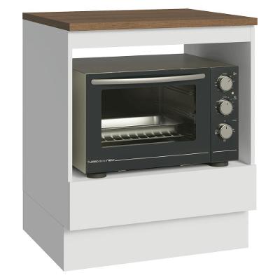 Balcão Para Forno/micro-ondas 70 X 60 Cm 1 Gaveta Branco Tampo Rustic Madesa Branco/rustic