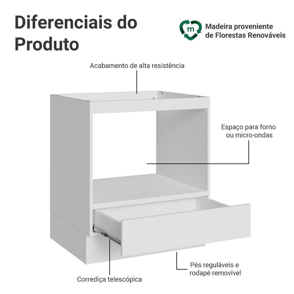 Balcão Para Forno/micro-ondas 70 Cm 1 Gaveta (sem Tampo) Branco Madesa Branco - 4