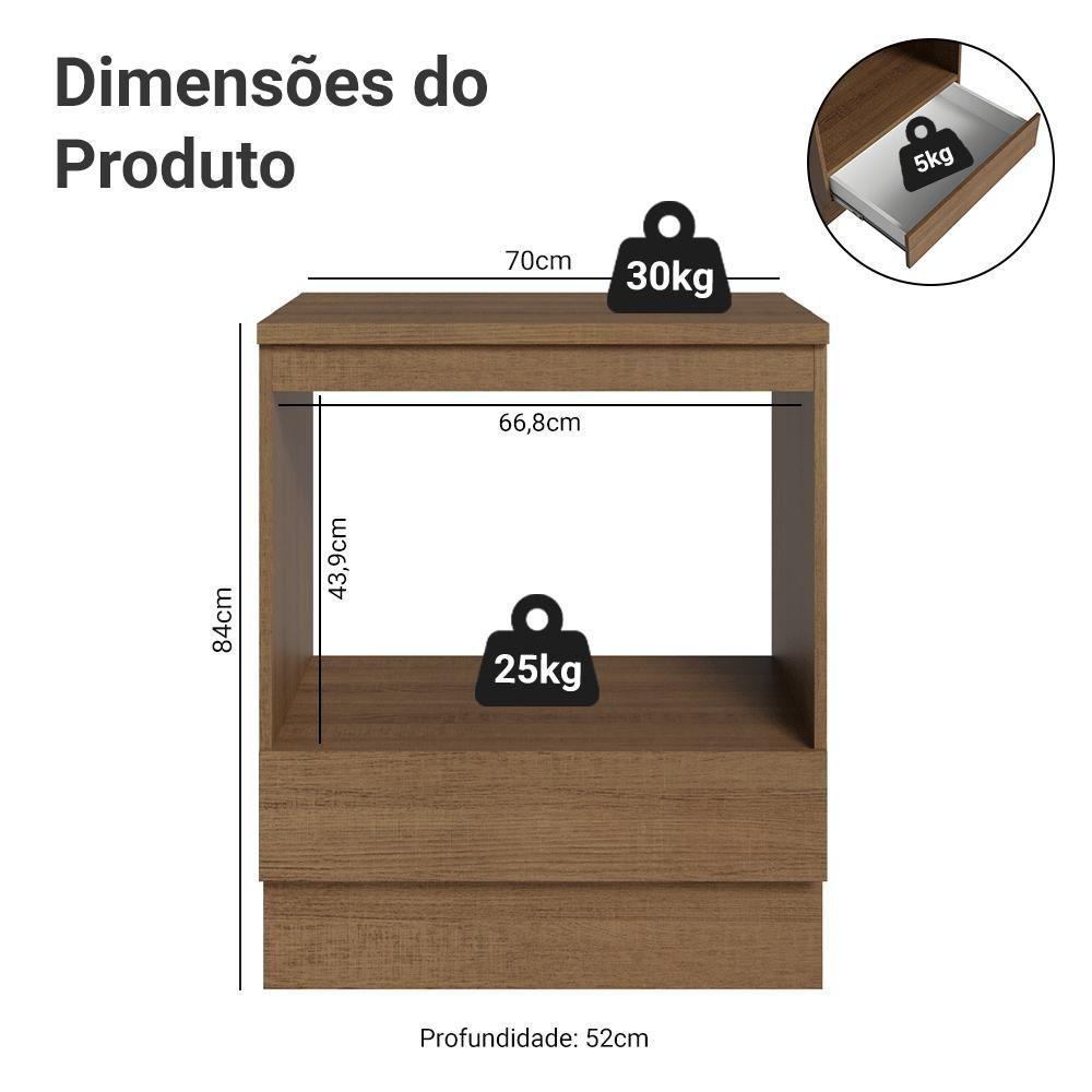 Balcão Para Forno/micro-ondas 70 Cm 1 Gaveta Rustic Madesa Rustic - 3