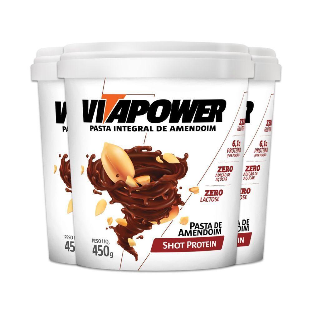 Kit 3 Pasta De Amendoim Vitapower Integral Shot Protein 450g - 1