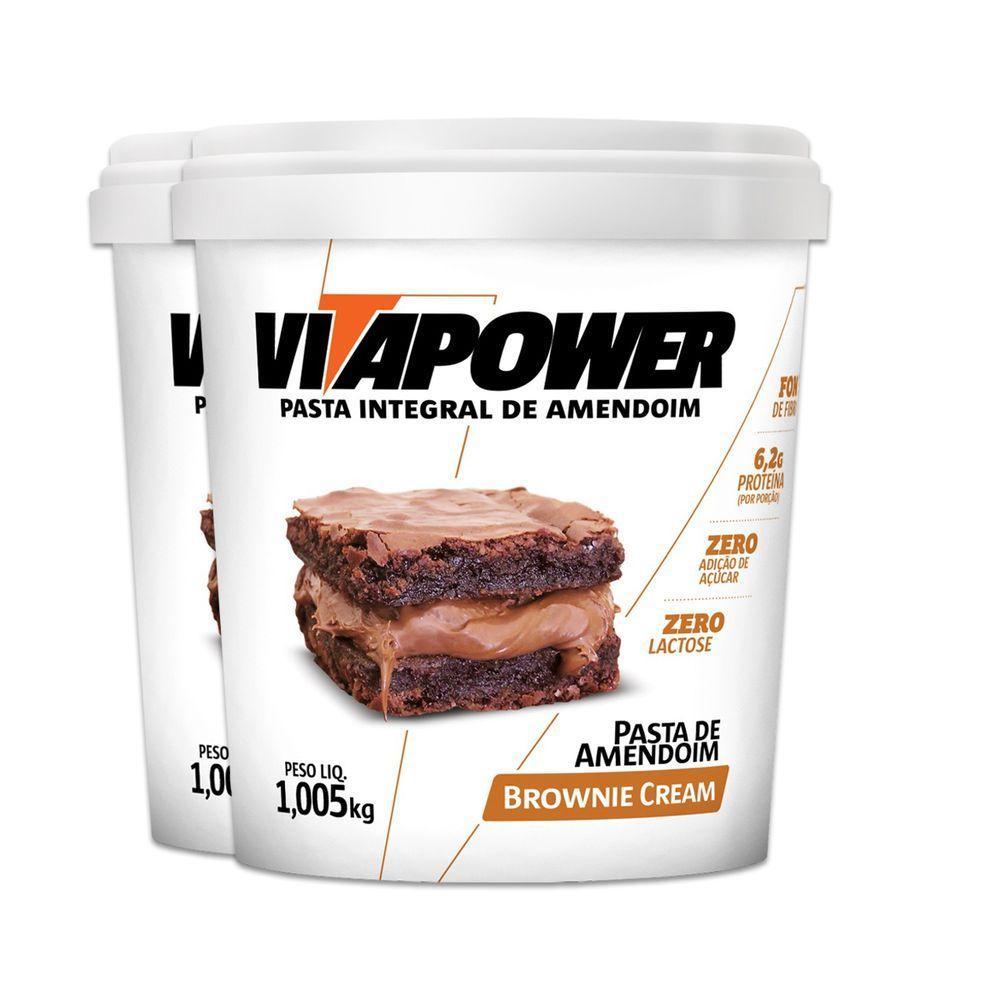 Kit 2 Pasta De Amendoim Vitapower Brownie E Cream 1kg - 1