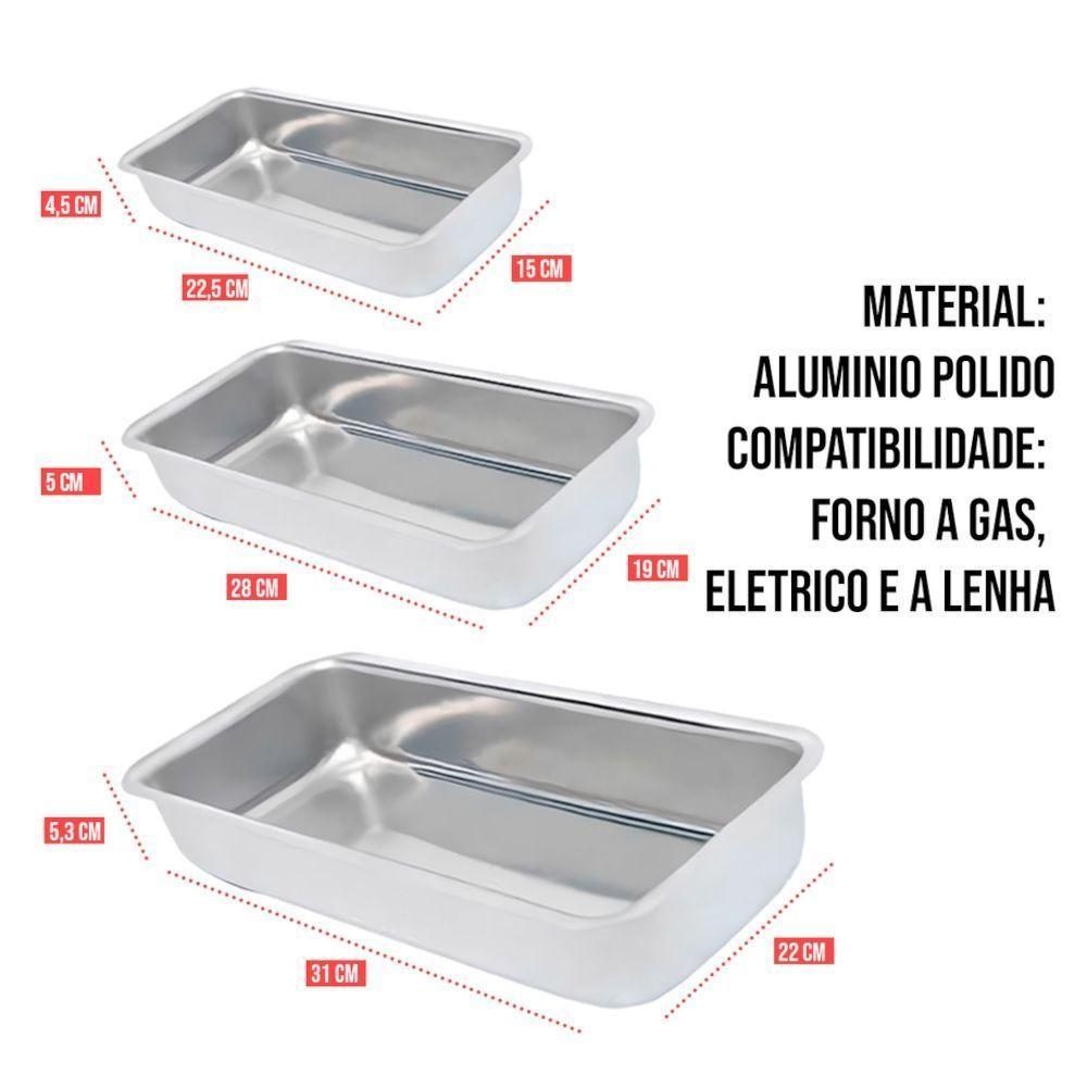 Jogo De Assadeiras De Aluminio Retangular Altas 3 Peças - 2