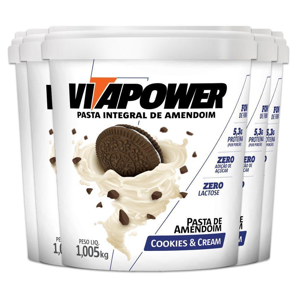 Kit 5 Pasta De Amendoim Vitapower Cookies E Cream 1kg - 1