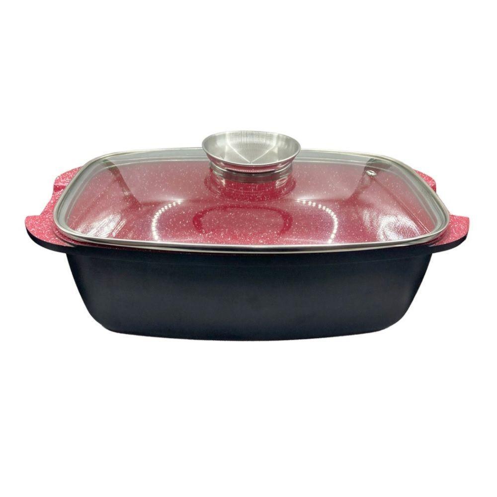 Assadeira De Cerâmica Antiaderente Para Indução Tampa De Vidro 5 Litros - 1