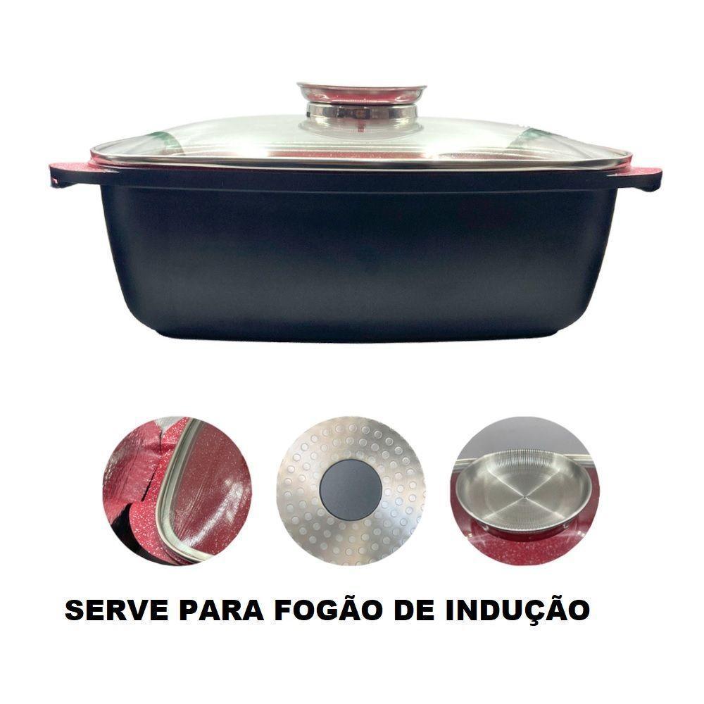 Assadeira De Cerâmica Antiaderente Para Indução Tampa De Vidro 5 Litros - 2