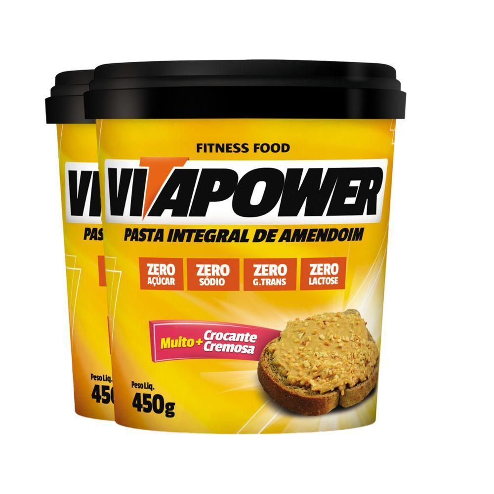 Kit 2 Pasta De Amendoim Vitapower Integral Crocante 450g - 1