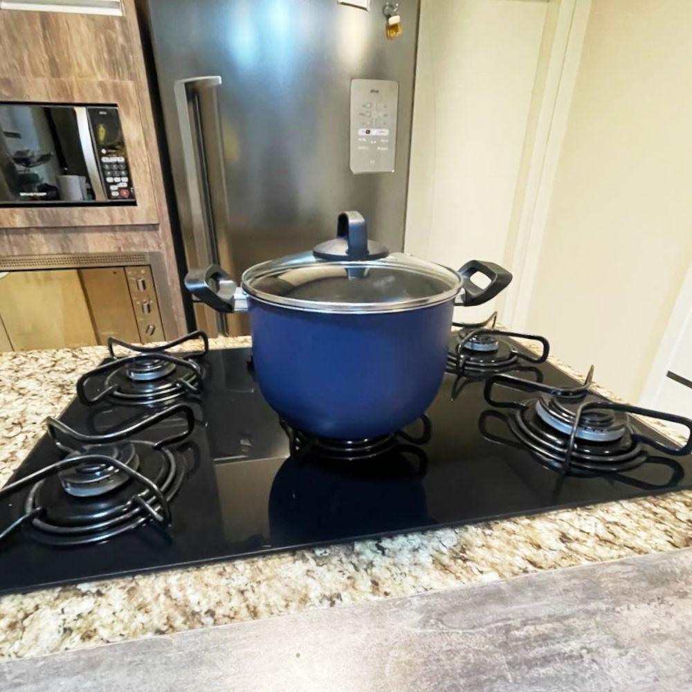 Caldeirão Antiaderente Starflon Com Tampa De Vidro Azul 4 Litros - 2