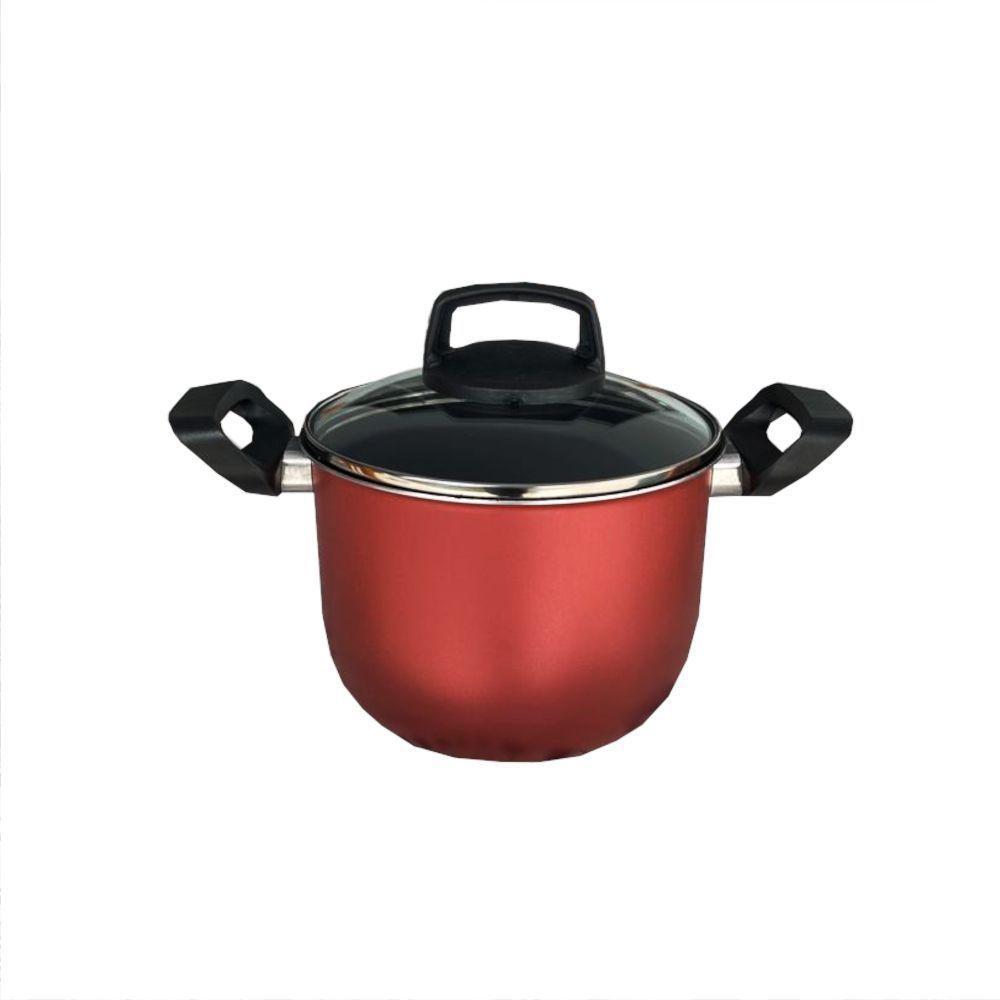 Caldeirão Antiaderente Starflon Com Tampa De Vidro Cereja 6,7 Litros - 1