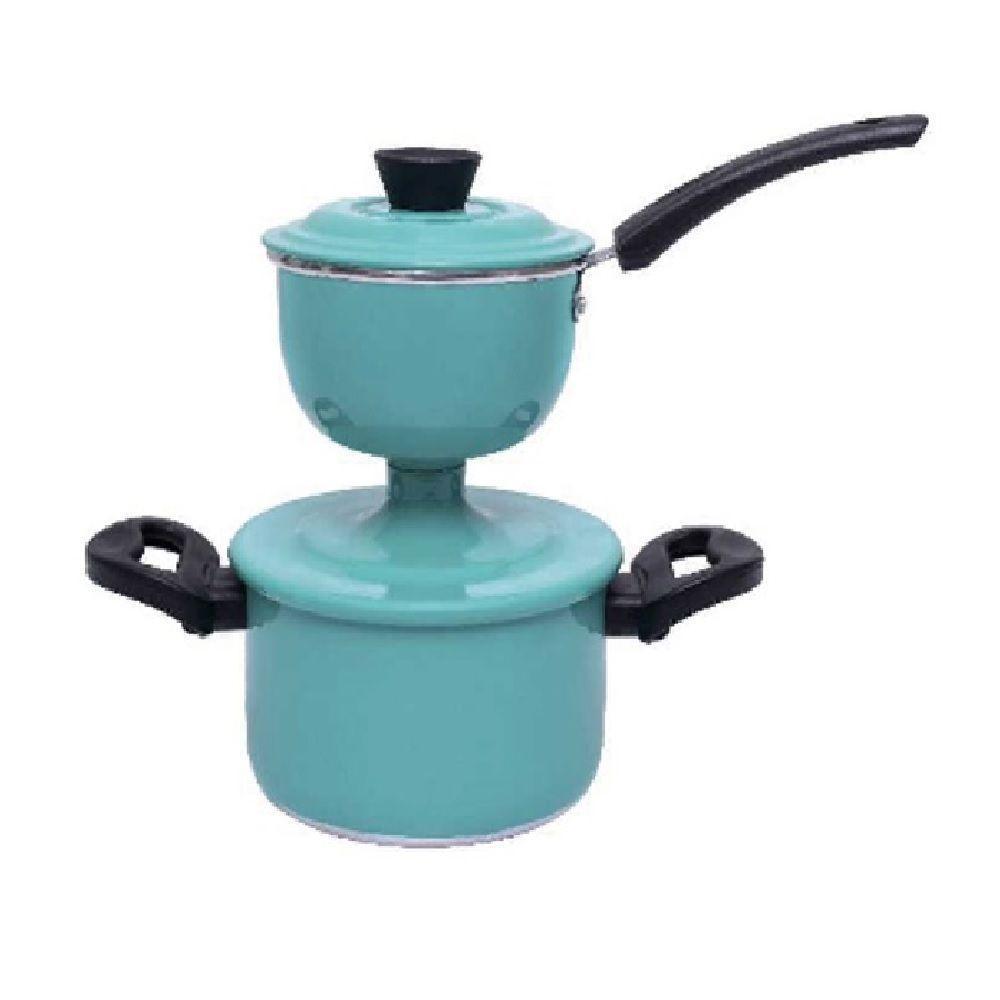 Panela Cuzcuzeira Economica 800ml Aluminio Grosso Turquesa - 1