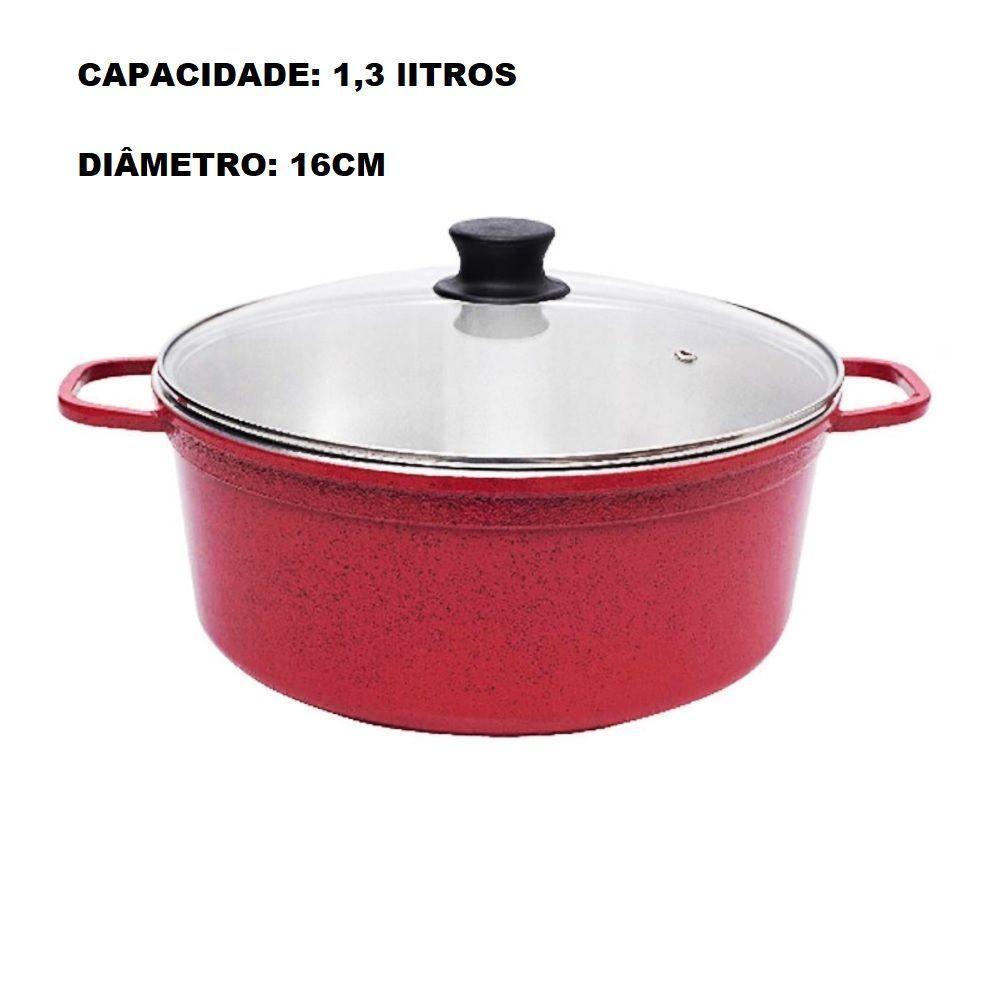 Panela De Alumínio Fundido Grosso Avulsa 1,3l Vermelha Pig - 2