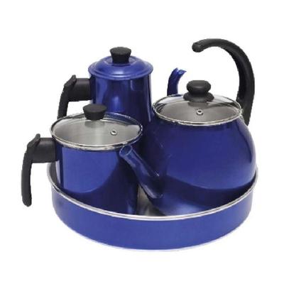 Jogo De Café Completo Grande 4 Peças De Aluminío Azul