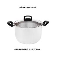 Caldeirão De Aluminio Grosso Com Tampa De Vidro Nº16 2,2 Litros - 2