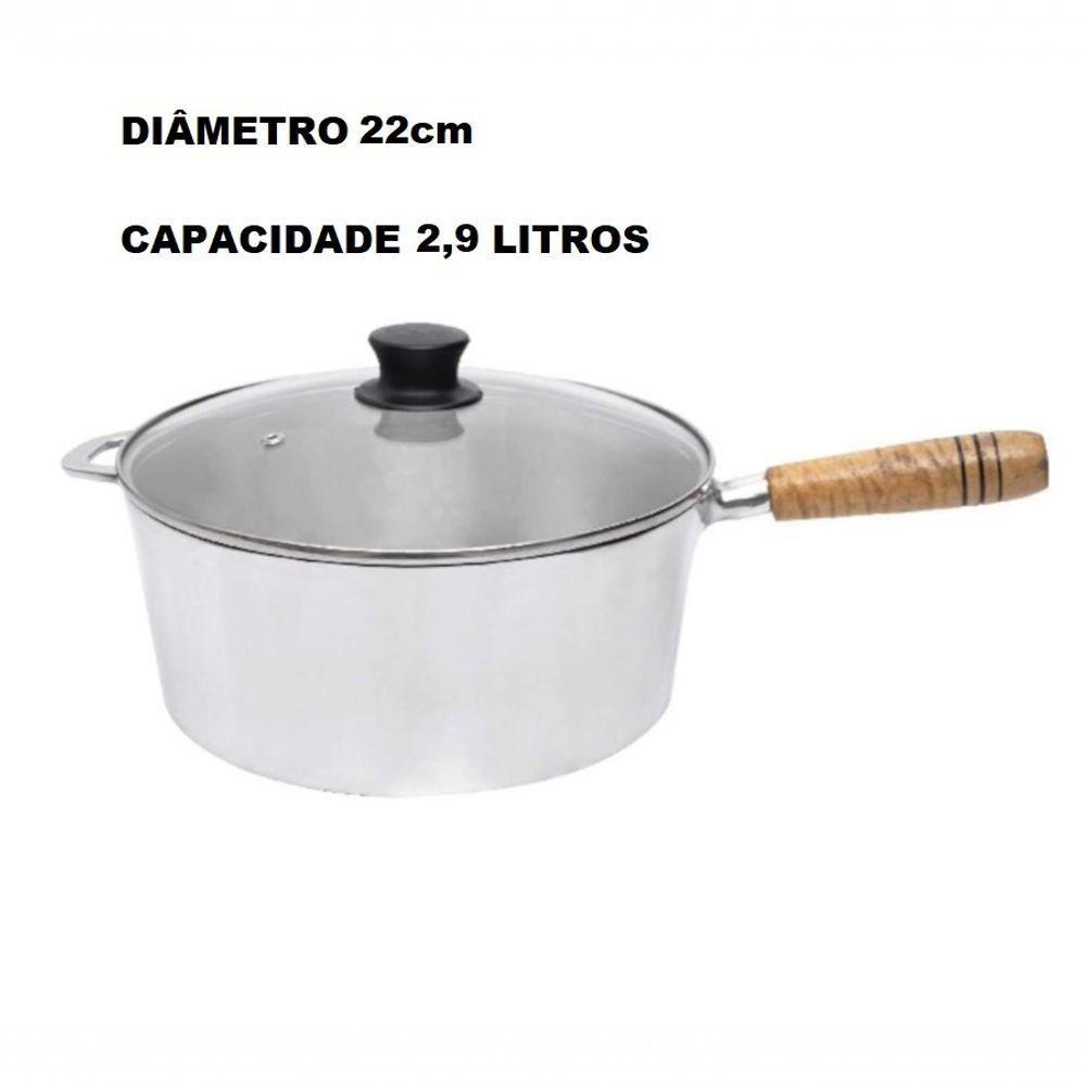 Panela De Alumínio Fundido Grosso Avulsa 2,9l Com Tampa De Vidro - 2