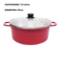 Panela De Alumínio Fundido Grosso Avulsa Grande 10l Vermelha Pig - 2