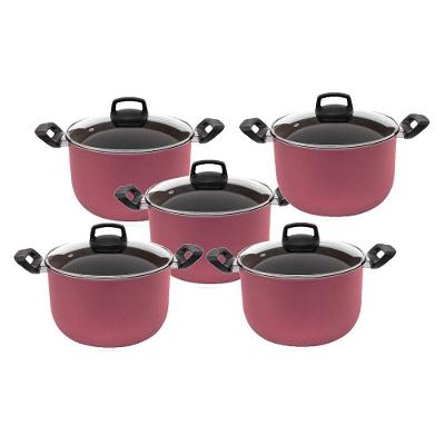 Jogo De Caldeirão Antiaderente Staflon 5 Peças Cereja Premium