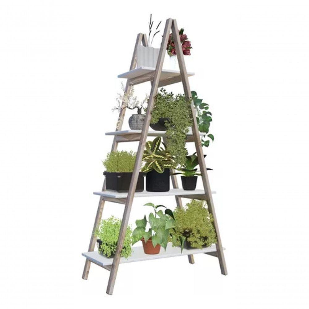 Estante Escada Jardim Vertical Vasos Flores Em Mdp Branco - 4
