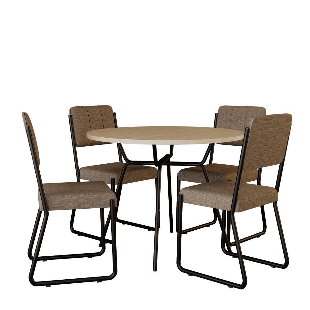 Conjunto Mesa De Jantar Soho Redonda C/ 04 Cadeiras Next Est.preta - Ciliegio E Areia Cr Ciliegio E Areia Cr - 2