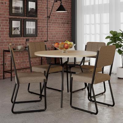 Conjunto Mesa De Jantar Soho Redonda C/ 04 Cadeiras Next Est.preta - Ciliegio E Areia Cr Ciliegio E Areia Cr