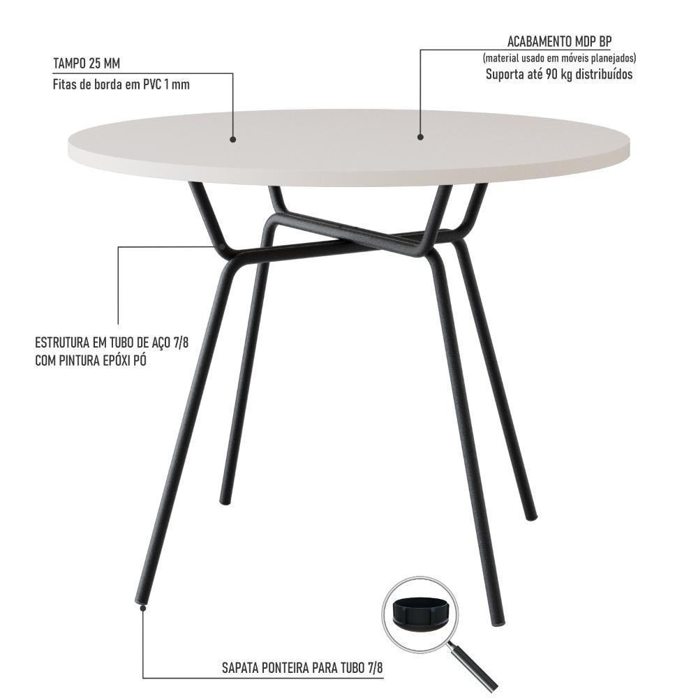 Conjunto Mesa De Jantar Soho Redonda C/ 04 Cadeiras Next Est.preta - Off White E Preto Off White E Preto - 5