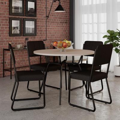 Conjunto Mesa De Jantar Soho Redonda C/ 04 Cadeiras Next Est.preta - Off White E Preto Off White E Preto