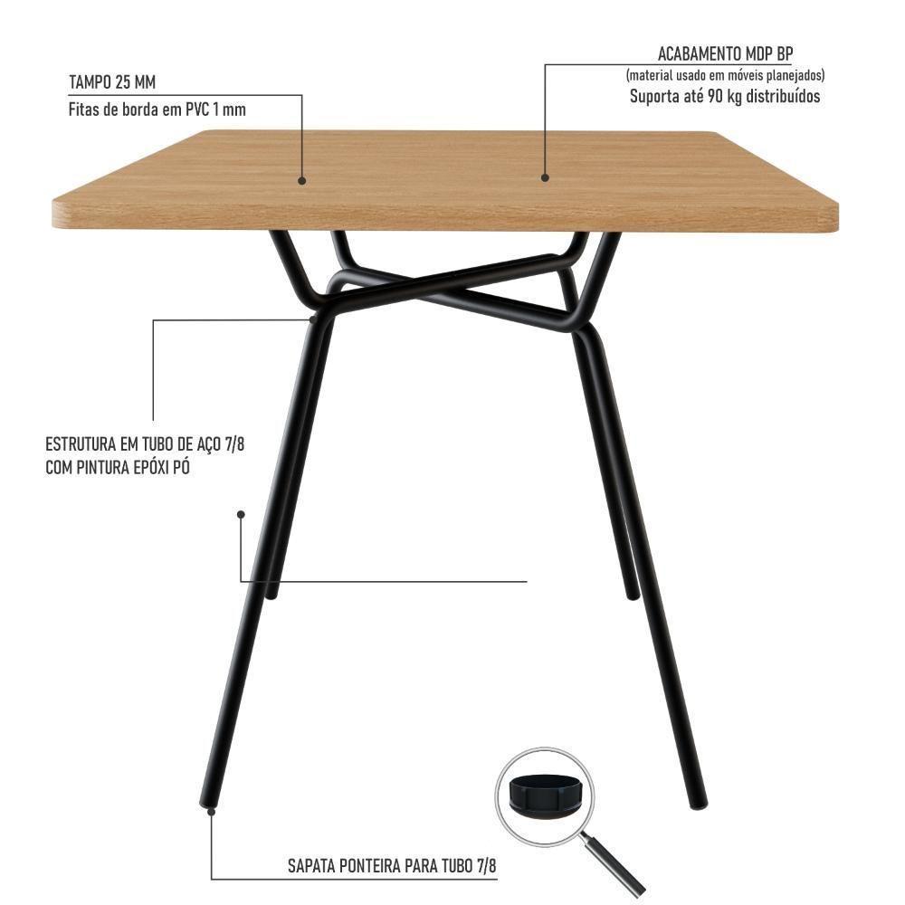 Conjunto Mesa De Jantar Soho Quadrada Orgânica C/ 04 Cadeiras Next Est.preta - Nogueira E Preto Nogueira E Preto - 3